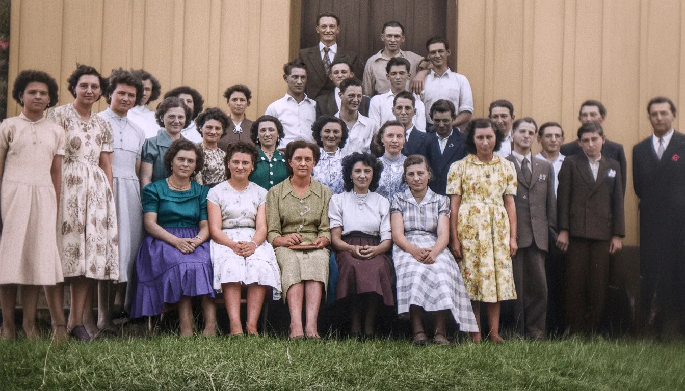Um grupo de pessoas com vários tons de pele está posando ao ar livre.